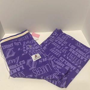 NBA Los Angeles Lakers Sweatpants Women’s XL Purple Drawstring All Over Print